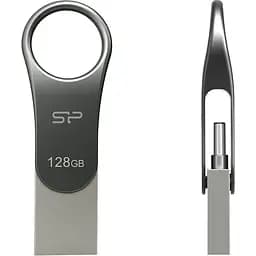 USB флеш-накопичувач Silicon Power Mobile C80 128GB USB-A + USB-C 3.2 Silver (SP128GBUC3C80V1S) [134979] - мініатюра 4
