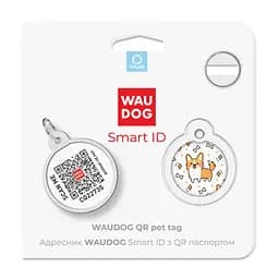 Адресник для собак і котів Waudog Smart ID з QR паспортом, Коргі, S, діаметр 25 мм - мініатюра 5