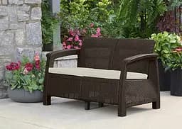 Диван садовий Keter Corfu II Love seat пластиковий коричневий - мініатюра 6