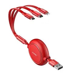 Кабель Baseus Golden Loop 3-in-1 Cable USB to MicroUSB+Lightning+Type-C 3.5A 1.2m CAMLT-JH09 Red
