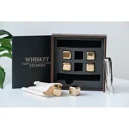 Золоті сталеві кубики для віскі Whiskey Stones у дерев'яній коробці - 6 кубиків для охолодження віскі - мініатюра 5