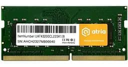 Модуль пам'яті ATRIA DDR4 8Gb 3200MHz sodimm UAT43200CL22SK1/8 (UAT43200CL22SK1/8)