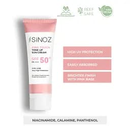 Сонцезахисний крем для обличчя Sinoz Pink Touch Tone Up SPF50+ для вирівнювання тону 50 мл - мініатюра 2