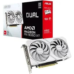 Відеокарта Radeon RX 9060 XT, Asus, DUAL (білий Edition), 16Gb GDDR6, 128-bit, HDMI/2xDP, 3250/20000 MHz, 8-pin
