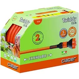 Шланг поливальний пружинний 1/2" TWIDDY 15м, з конекторами і розпилювачем