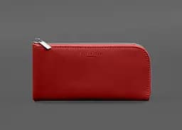 Кожаный портмоне-купюрник на молнии 14.1 красный