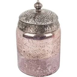 Декоративна банка для сипучих продуктів Lefard скляна з металевою кришкою 17x10 см рожева (876-077)