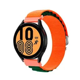 Браслет для Samsung Galaxy Watch 6 - оранжево-темно-зелений Watchbands NormalCloth ширина кріплення 20мм нейлоновий (W24-1WB645674634) - мініатюра 3