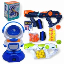 Автомат с мишенью YC 301, звук, подсветка, электронное табло, 2 автомата, мягкие пули и патрони с присосками, в коробке (6969711410093)