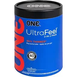 Презервативи One UltraFeel 2 в 1 ультратонкі з додатковим пакетом мастила 40 шт. (ROZ6501051989)