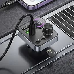 АЗП FM модулятор Hoco E86 Alegria PD30W+QC3.0 48W (2USB-A/1C) Black - мініатюра 7