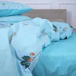 Простирадло MirSon Ranforce Elite 17-4736 Green leaves 200x220 см блакитне (2200008926397)