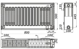 Радіатор сталевий панельний Kalite 22 низ/справа 500x800 (без INNER) 000022644, Білий - мініатюра 4
