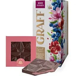 Набор: чай зеленый и черный Graff 1001 Passion с ароматом винограда и граната 20 шт. x 1,5 г + шоколад Львівська Майстерня Шоколаду черный с вишней 74 г