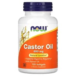 Касторова олія Now Foods Castor Oil 650 мг 120 гелевих капсул