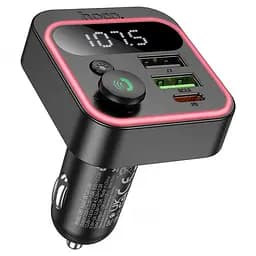 FM трансмиттер автомобильный HOCO E85 Tiger, Bluetooth модулятор с USB и Type C, быстрая зарядка PD и QC, дисплей RGB