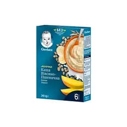 Дитяча каша Gerber молочна швидкорозчинна Вівсяно-пшенична Банан-Манго +6 міс. (7613039834053) - мініатюра 1