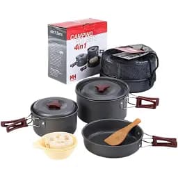 Набір посуду Naturehike NH15T203-G 3-4,NH 2 кастрюли+кришки+сковорода Grey