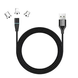 Кабель ColorWay USB - Lightning + micro USB + USB Type-C (M/M), Magnetic Data/Quick Charge, 2.4 А, 1 м, Black (CW-CBUU038-BK)