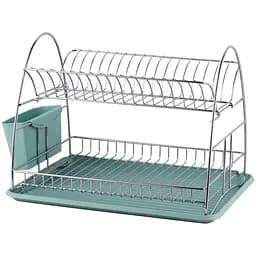 Сушилка настольная Maxmark, двухуровневая, 47,5x32,5x31,2 см, серебристая с бирюзовым (MK-D2204)