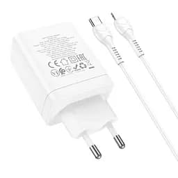 Мережевий зарядний пристрій Hoco N33 USB/2 Type-C PD 35W білий + кабель Type-C to Lightning - мініатюра 4