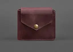 Кожаное портмоне 4.2 на кнопке бордовое Crazy Horse