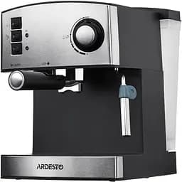 ARDESTO Кофейварка рожковая Steel Collection 1,6 л, молотый кофе, ручной капучино-насадка, серебристо-черный