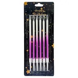 Набір свічок для торта "Градієнт" Bambi JY-1059(Violet) 6 штук, розмір 13 см