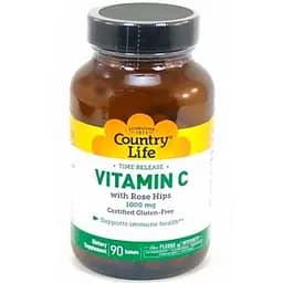 Вітамін C і шипшина Country Life 1000 мг 90 таблеток