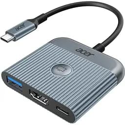Адаптер acer USB C-HDMI, адаптер 4K@60 Гц HDMI-Type C з потужністю живлення 100 Вт, порт USB A 3.0, цифровий