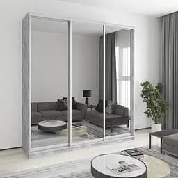 Шкаф-купе трехдверный MebelStar Стандарт AL 3 Зеркала 220x60x240 см Бетон (MBS-1876)