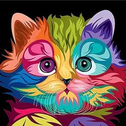 Алмазна мозаїка зі стразами на підрамнику Кольоровий кіт 20*30 см