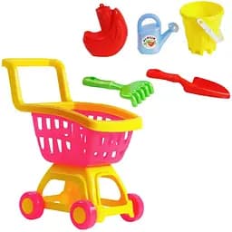 Дитячий пісочний набір Bamsic 213/2 візочок із кошиком та комплект для гри в пісочниці