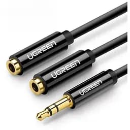 Кабель мультимедийный 3.5mm M to 2x3.5mm F 0.2m AV134 (Black) Ugreen (20816)