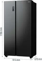 Холодильник Gorenje,SBS 179х67х92см 2 двері 353 (191) л А++ NF+ диспенсер генератор льоду чорний (NRR9185EABXLWD) - мініатюра 4