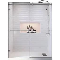 Дверь в нишу Koer SR SD06-140x220-TR-01 прозрачное стекло Easy Clean 8 мм, хром KR5368, универсальная, прозрачная, хром