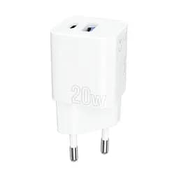 Зарядний пристрій адаптер Proove Silicone Power Plus 20 W (Type-C + USB) біле - мініатюра 2