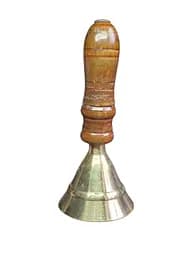 Дзвіночок латунний золотистий з дерев'яною ручкою 10,5 см