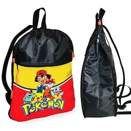 Рюкзак-мешок для обуви,спортивной формы Покемон Пикачу детская сумка для сменки с расширителем (01354)