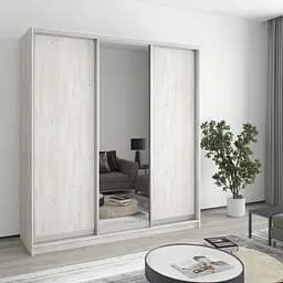 Шкаф-купе трехдверный MebelStar Стандарт AL 2ДСП/Зеркало 190x45x240 см Аляска серый (MBS-1562)