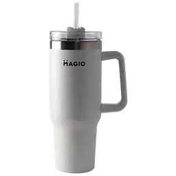 Термокружка с соломинкой MAGIO MG-1086 вакуумные стенки 1200 мл белая