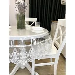 Силіконова скатертина з білим мереживом Петек 15 см 170х140 см
