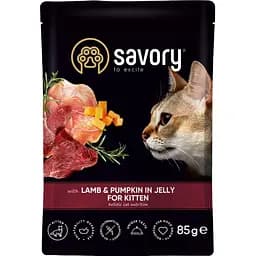 Влажный корм Savory для котят ягненок с тыквой в желе пауч 85 г