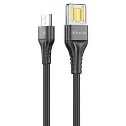 Кабель USB 2.0 AM - microUSB (5P), 1 м, чорний, Proove "Double Way", 2.4A
