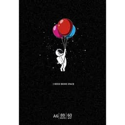 Блокнот для записей Student, А6, в клеточку, склейка, 80 л., Космонавт с шариками (A6-GB-080-830K)