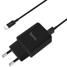 Мережевий зарядний пристрій 2USB Hoco C62A 2.1A Black + USB Cable XiaomicroUSB