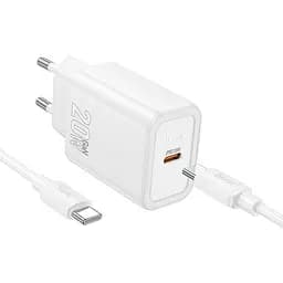 Адаптер мережевий HOCO gentle single port charger N60 (Type-C to Type-C Set) |1Type-C, 20W/3A, PD/QC| - мініатюра 3
