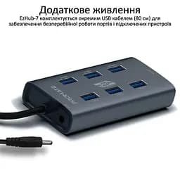 Концентратор Promate USB Hub 7 ports ezhub-7.grey (ezhub-7.grey) - мініатюра 6