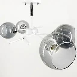 Люстра на 4 графитовых плафона в белом корпусе 75х22 см | Ст. 088N/4 WT+CH+GR | Line F