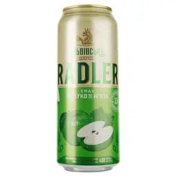 Пиво Львівське Radler Яблоко и мята, светлое, 3,5%, ж/б, 0,48 л